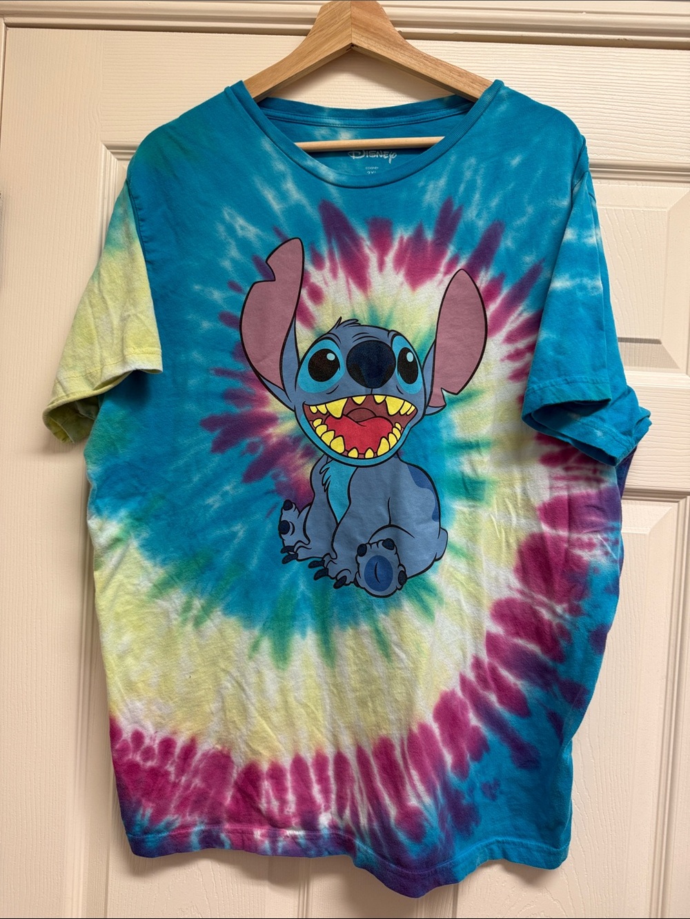 Disney Tie-Dye Stitch Tee - Blue/Yellow/Magenta, Sz 2X